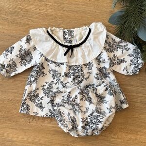 Janie and Jack Black and White Floral Kids Matching Set